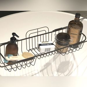 Expandable black Bath Tub Caddy.